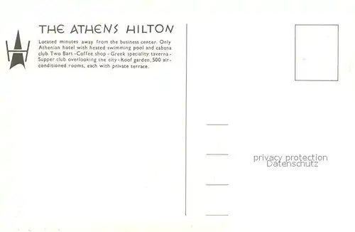 AK / Ansichtskarte Athen Griechenland Hotel Hilton Kat. 