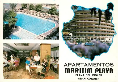 AK / Ansichtskarte Playa del Ingles Gran Canaria Apartamentos Maritim Playa Restaurant Swimming Pool Kat. San Bartolome de Tirajana