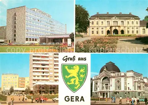 AK / Ansichtskarte Gera Interhotel Gera Kunstgalerie Dr Rudolf Breitscheid Strasse Buehnen der Stadt Kat. Gera