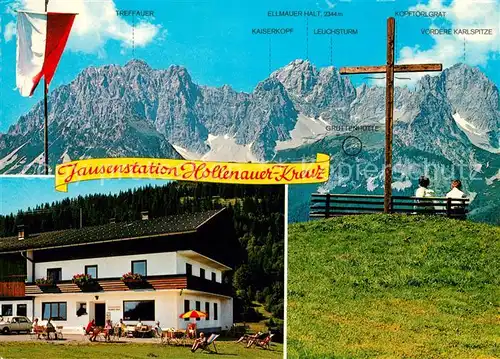 AK / Ansichtskarte Going Wilden Kaiser Tirol Jausenstation Hollenauer Kreuz Alpenpanorama Kat. Going am Wilden Kaiser