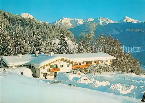 AK / Ansichtskarte Ramsau Berchtesgaden Berggasthof Pension Zipfhaeusl Sahnegletscher Winterpanorama Alpen Kat. Ramsau b.Berchtesgaden