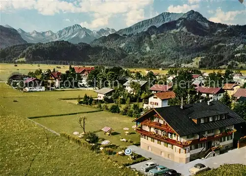 AK / Ansichtskarte Oberstdorf Kappelerhaus Hotel garni Alpenpanorama Fliegeraufnahme Kat. Oberstdorf