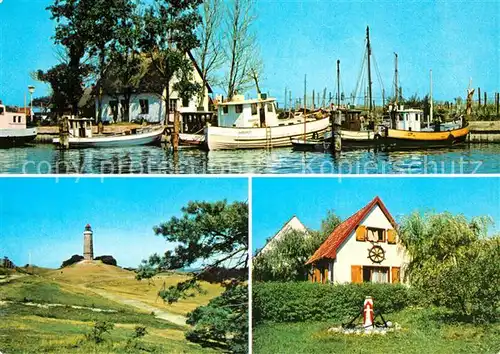 AK / Ansichtskarte Insel Hiddensee Neuendorf Hafen Kloster Leuchtturm Seemannshaeuschen Kat. Insel Hiddensee