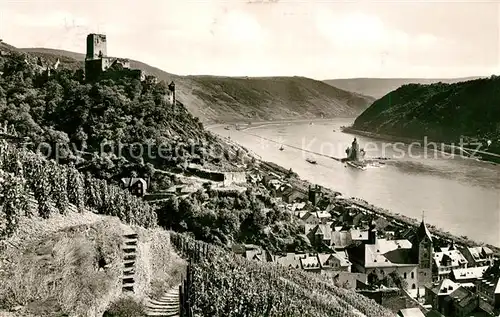 AK / Ansichtskarte Kaub am Rhein mit Burg Gutenfels und Pfalz Kat. Kaub