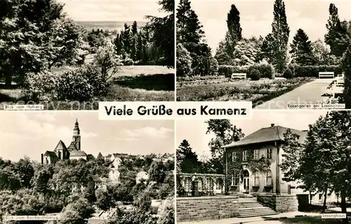 AK / Ansichtskarte Kamenz Sachsen Hufbergblick Rosengarten Lessinghaus Blick vom Reinhardsberg Kat. Kamenz