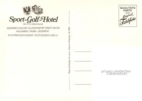 AK / Ansichtskarte Prien Chiemsee Sport Golf Hotel  Kat. Prien a.Chiemsee