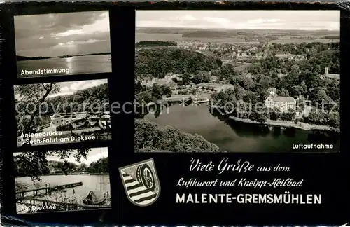 AK / Ansichtskarte Malente Gremsmuehlen Fliegeraufnahme Anlegebruecke 5 Seen Fahrt am Dieksee Kat. Malente