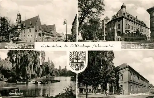 AK / Ansichtskarte Aschersleben Marktplatz Rathaus Volkshaus Holzmarktschule  Kat. Aschersleben