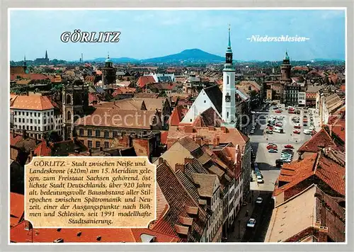 AK / Ansichtskarte Goerlitz Sachsen Stadtpanorama Stadt zwischen Neisse und Landeskrone Niederschlesien Kat. Goerlitz