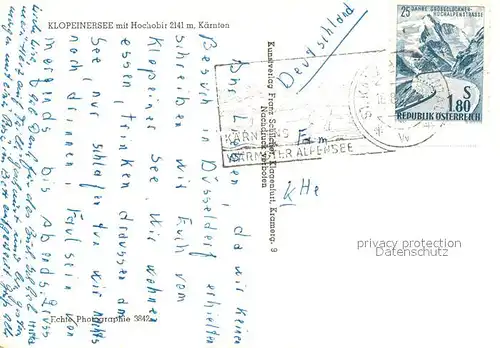 AK / Ansichtskarte Klopeinersee Uferpartie am See mit Hochobir Karawanken Kat. Oesterreich