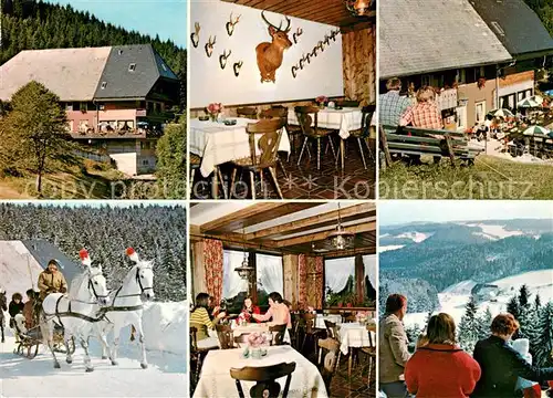 AK / Ansichtskarte Niederwasser Hoehengasthof Pension Schoene Aussicht Schwarzwald Pferdeschlitten Kat. Hornberg