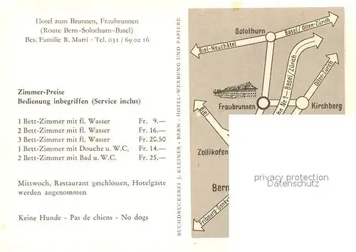 AK / Ansichtskarte Fraubrunnen Gasthof zum Brunnen Hotel Kat. Fraubrunnen