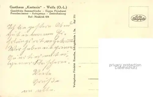 AK / Ansichtskarte Weifa Gasthaus Kastanie Kat. Steinigtwolmsdorf