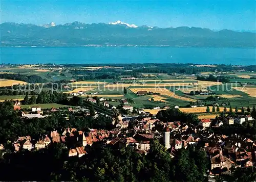 AK / Ansichtskarte Aubonne VD Lac Leman et le Mont Blanc vue aerienne Kat. Aubonne