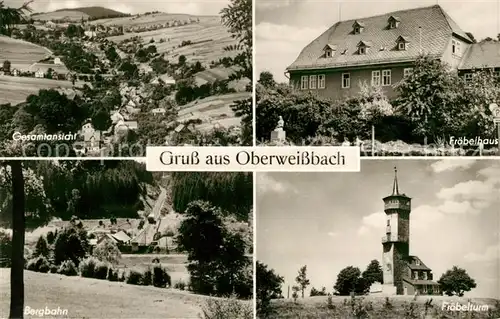 AK / Ansichtskarte Oberweissbach Gesamtansicht Froebelhaus Bergbahn Froebelturm Kat. Oberweissbach