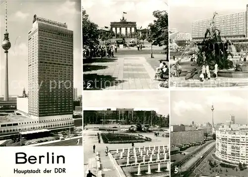 AK / Ansichtskarte Berlin Interhotel Berlin Brandenburger Tor Neptunbrunnen Palast der Republik Leninplatz Fernsehturm Kat. Berlin