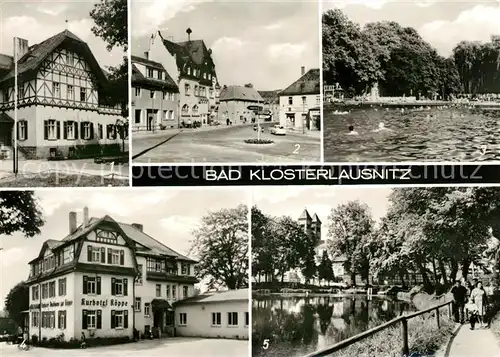 AK / Ansichtskarte Bad Klosterlausnitz Eigenheim Moorbad Markt Bad Kurhotel Koeppe Schwanenteich Kat. Bad Klosterlausnitz