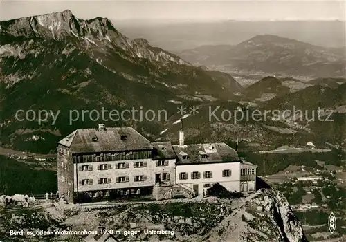 AK / Ansichtskarte Berchtesgaden Fliegeraufnahme mit Watzmannhaus und Untersberg Kat. Berchtesgaden