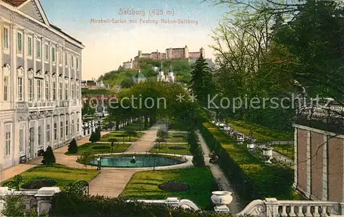 AK / Ansichtskarte Salzburg Oesterreich Mirabell Garten mit Festung Hohen Salzburg Kat. Salzburg