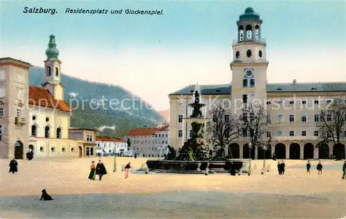 AK / Ansichtskarte Salzburg Oesterreich Residenzplatz und Glockenspiel Kat. Salzburg