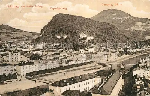 AK / Ansichtskarte Salzburg Oesterreich Blick vom elektrischen Aufzug mit Kapuzinerberg und Gaisberg Kat. Salzburg