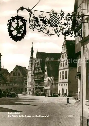 AK / Ansichtskarte Dinkelsbuehl Dr Martin Lutherstrasse mit Greifenschild Kat. Dinkelsbuehl