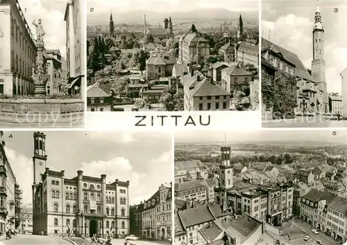 AK / Ansichtskarte Zittau Rolandsbrunnen Teilansicht Blick zur Klosterkirche Rathaus Platz der Jugend Kat. Zittau