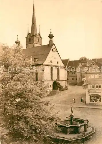 AK / Ansichtskarte Poessneck Marktbrunnen und Stadtkirche Kat. Poessneck