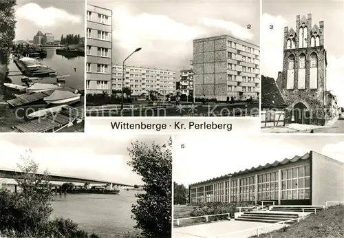 AK / Ansichtskarte Wittenberge Prignitz Hafen Perleberger Strasse Steintor Elbbruecke Schwimmhalle Kat. Wittenberge