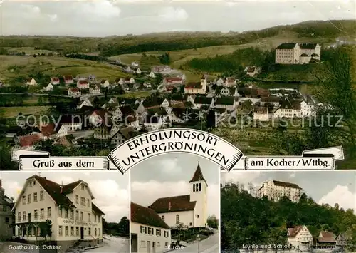 AK / Ansichtskarte Untergroeningen Panorama Gasthaus zum Ochsen Muehle Schloss Kat. Abtsgmuend