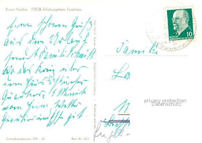 AK / Ansichtskarte Hartha Oederan FDGB Erholungsheim Forsthaus Nr
