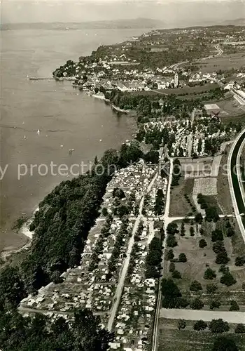 AK / Ansichtskarte Hagnau Bodensee Fliegeraufnahme Campingplatz Schloss Kirchberg Kat. Hagnau am Bodensee