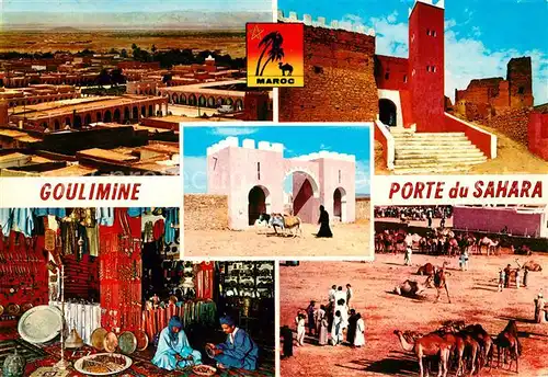 AK / Ansichtskarte Goulimine Marokko Porte du Sahara Kamele Basar Kat. Marokko