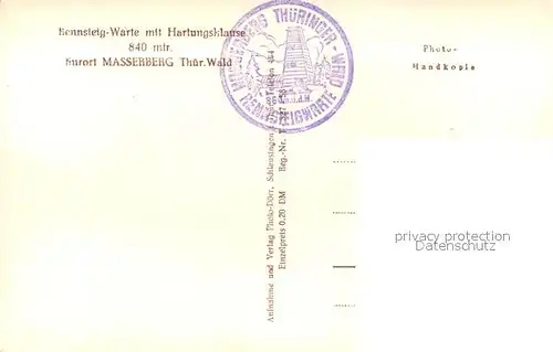 AK / Ansichtskarte Masserberg Rennsteig Warte Hartungsklause  Kat. Masserberg