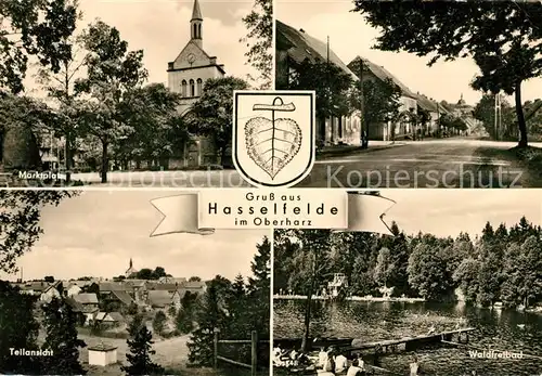 AK / Ansichtskarte Hasselfelde Marktplatz Teilansicht Waldfreibad Kat. Hasselfelde