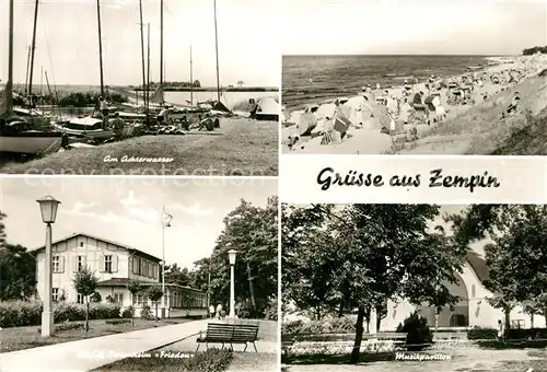 AK / Ansichtskarte Zempin Am Achterwasser Strand Musikpavillon FDGB Ferienheim Frieden Kat. Zempin