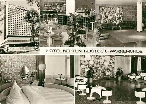 AK / Ansichtskarte Rostock Warnemuende Hotel Neptun Milch Bar Hotelhalle Ital Zimmer Skybar Kat. Rostock