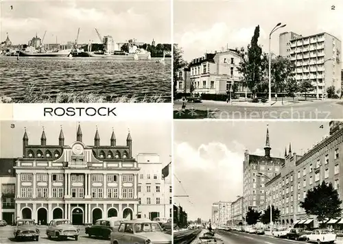 AK / Ansichtskarte Rostock Mecklenburg Vorpommern Alter Hafen HOG Bahnhofshotel Rathaus Lange Strasse Kat. Rostock