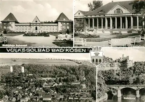 AK / Ansichtskarte Bad Koesen Med Badeanstalt Kurmittelhaus Blick vom Himmelreich Rudelsburg Kat. Bad Koesen