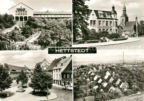AK / Ansichtskarte Hettstedt Klubhaus Wipperbruecke Marktplatz Teilansicht Kat. Hettstedt