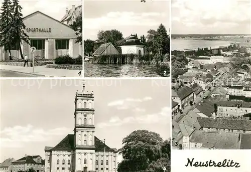 AK / Ansichtskarte Neustrelitz Sporthalle Am Zierker See Teilansicht Stadtkirche Kat. Neustrelitz