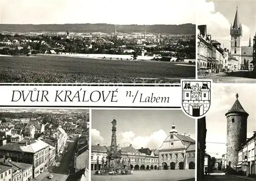 AK / Ansichtskarte Dvur Kralove nad Labem Panorama Marktplatz Stadtturm Kat. Koeniginhof an der Elbe