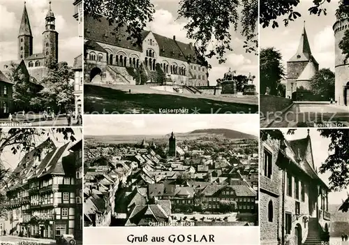 AK / Ansichtskarte Goslar Marktkirche Kaiserpfalz Breites Tor Rathaus Fachwerkhaeuser Kat. Goslar