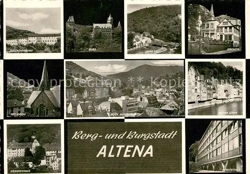AK / Ansichtskarte Altena Lenne Jugendherberge Burg Lennetal Kirche Krankenhaus Berufsschule Kat. Altena