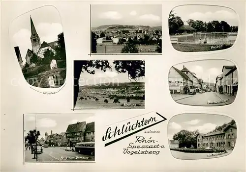 AK / Ansichtskarte Schluechtern Stadtkern Freibad Siedlung Obertorstrasse Bahnhof Rathaus Kat. Schluechtern