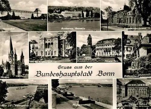 AK / Ansichtskarte Bonn Rhein Muenster Pfalz Bundeshaus Poppelsdorfer Schloss Universitaet Kat. Bonn