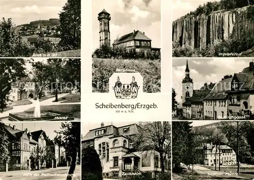 AK / Ansichtskarte Scheibenberg Markt Orgelpfeifen Zeissheim Heim Methodistenkirche  Kat. Scheibenberg Erzgebirge