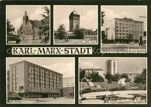 AK / Ansichtskarte Karl Marx Stadt Rathaus HOG Roter Turm Hotel Moskau Hochhaus  Kat. Chemnitz