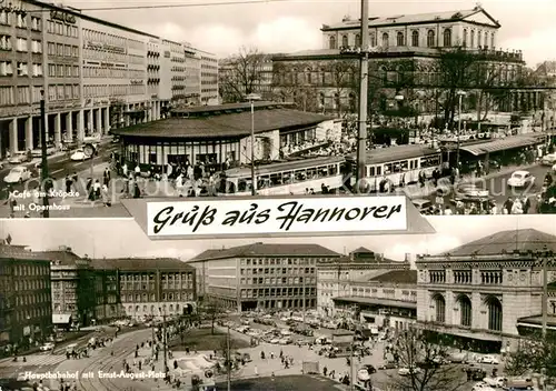 AK / Ansichtskarte Hannover Cafe am Kroepcke Opernhaus Hauptbahnhof Ernst August Platz Kat. Hannover