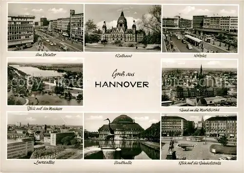 AK / Ansichtskarte Hannover Steintor Rathaus Kroepke Maschsee Marktkirche Bahnhofstrasse Kat. Hannover